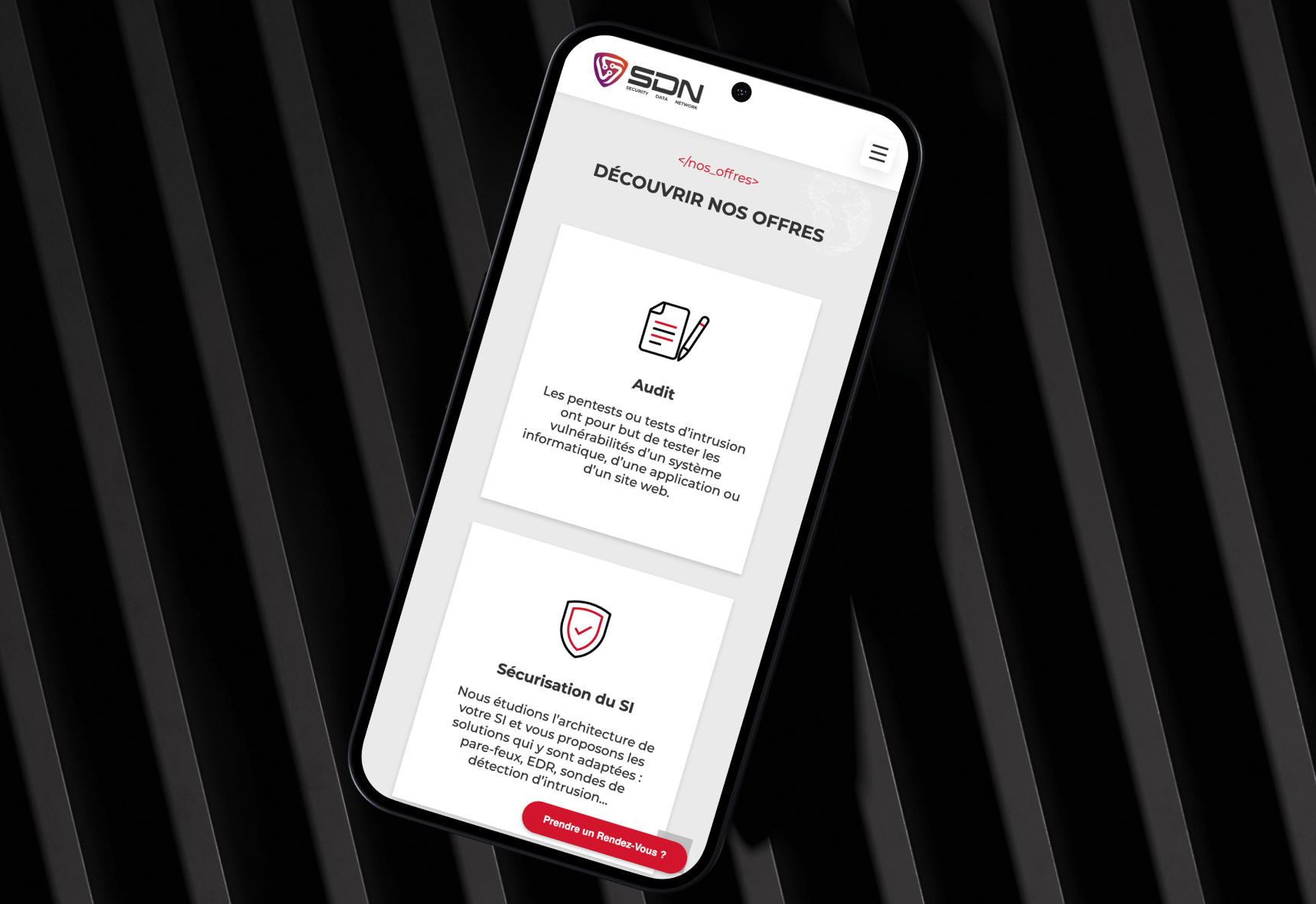 Mockup du site web Security Data Network