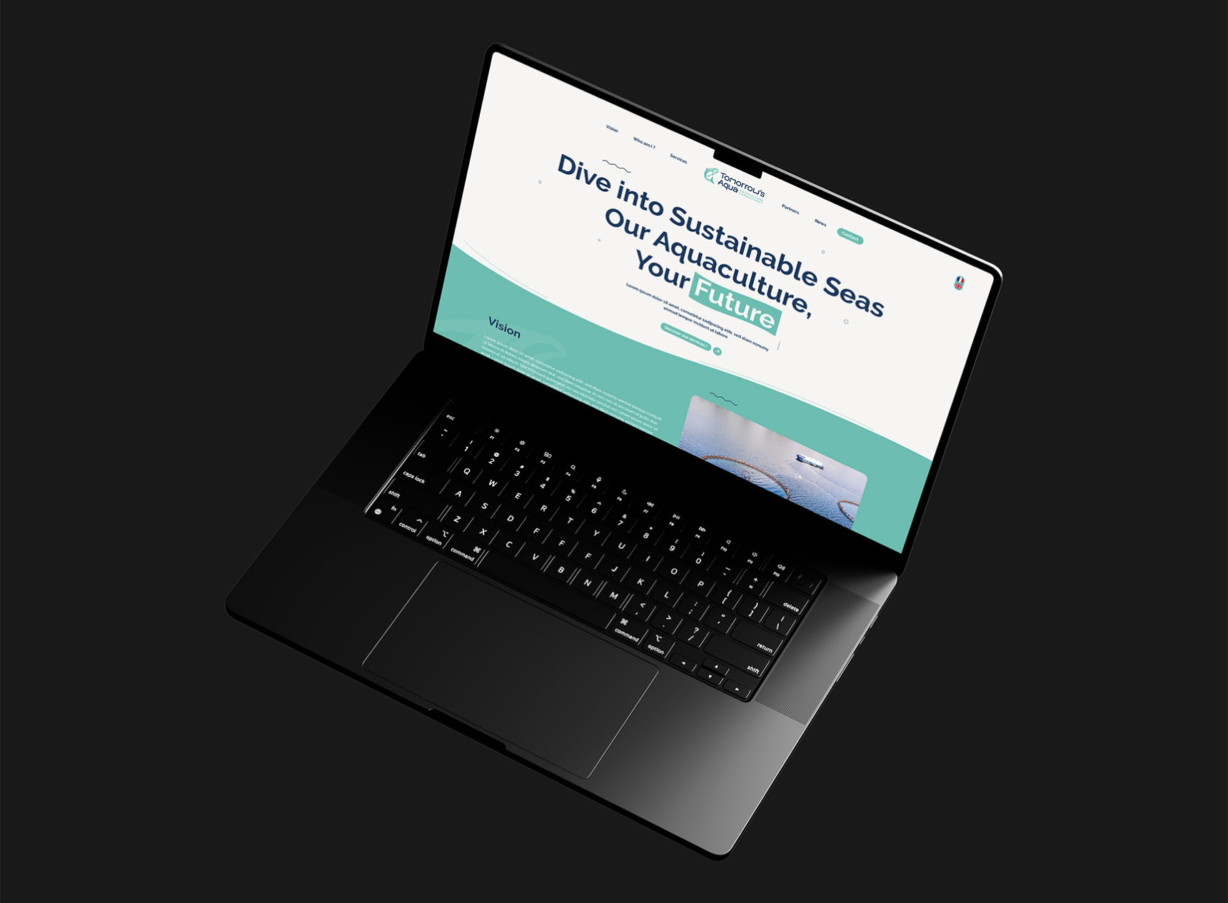 Mockup du site web Tomorrow's Aqua